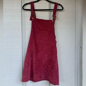 Velvet red overall dress